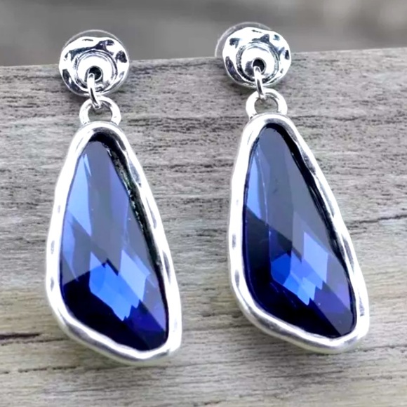 SUPERSTITION • Boho Earrings • Dark Blue Crystal - Picture 1 of 14